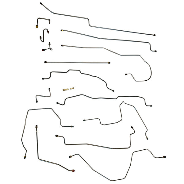 1990-94 Chevrolet GMC Truck 4WD 3/4 1-Ton Std & Ext. Cab Long & Short Bed Rear Drum Brake Line Kit 15pc, Stainless