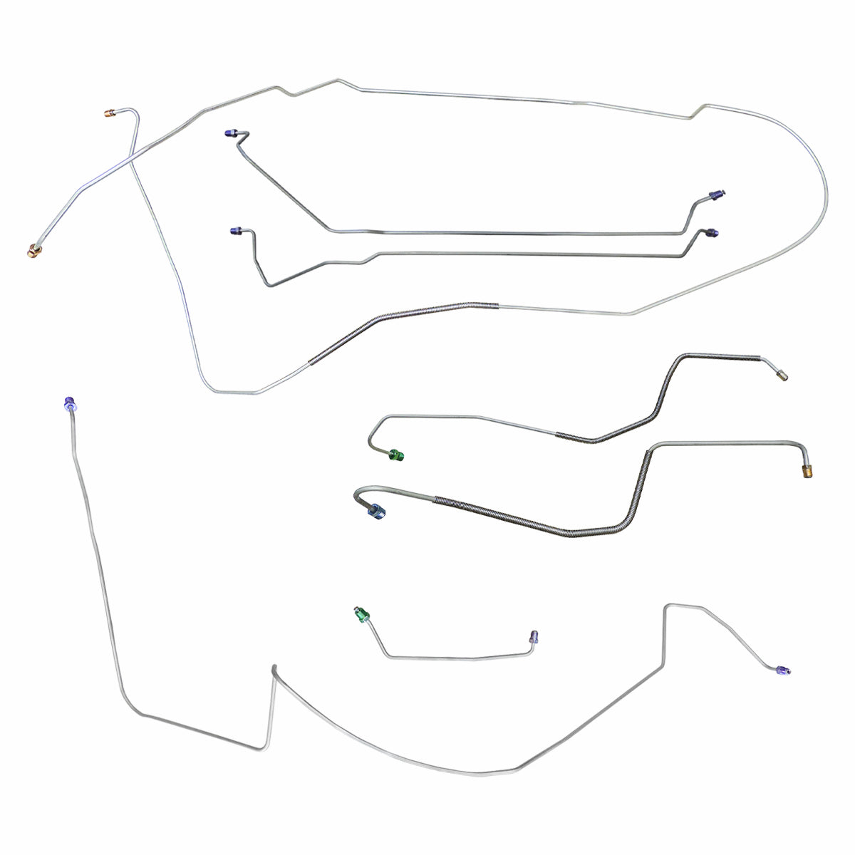 1967 Oldsmobile 442 Hardtop Power Drum Brake Line Kit 7pc, Stainless
