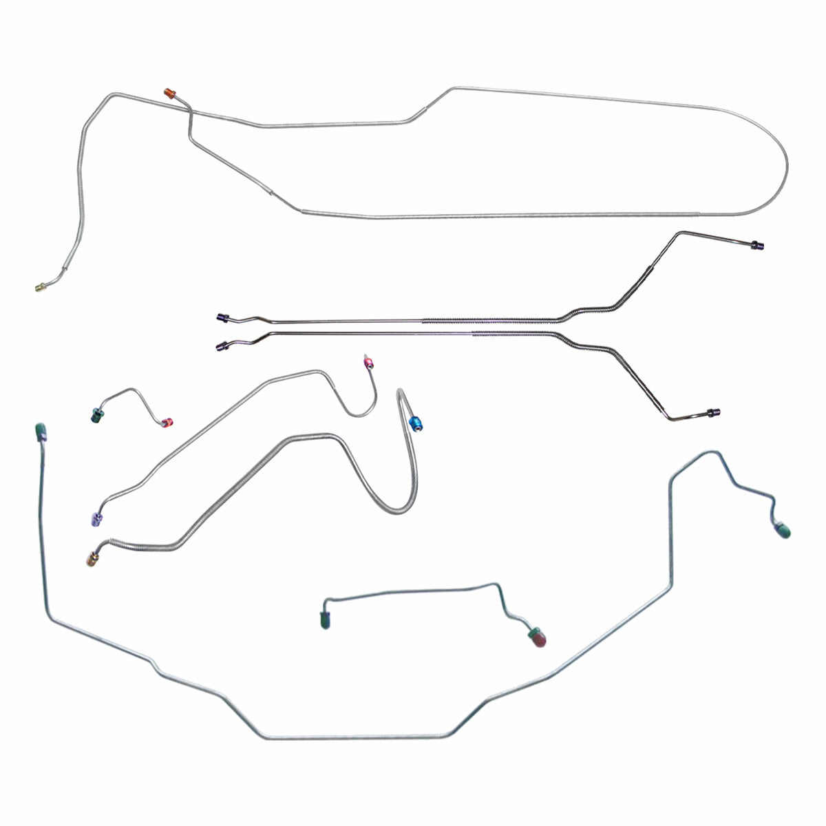 1969 Oldsmobile Cutlass/442/F85 Convertible Manual Disc Brake Line Kit 8pc, Stainless