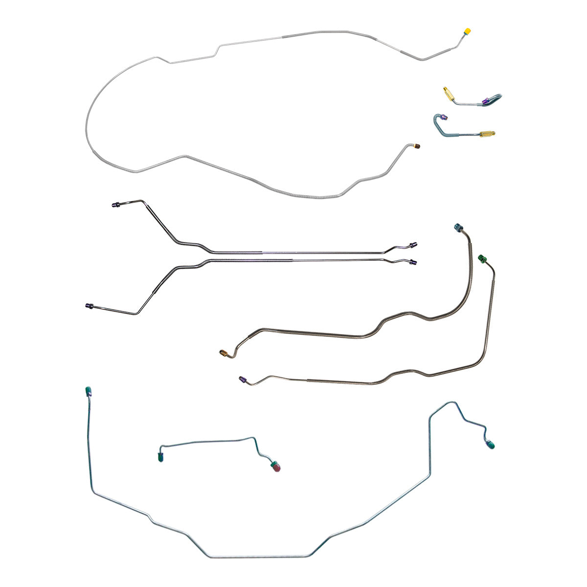 1971-72 Oldsmobile Cutlass/442/F85 Hardtop Power Drum Brake Line Kit w/Wheel Lines 9pc, Stainless