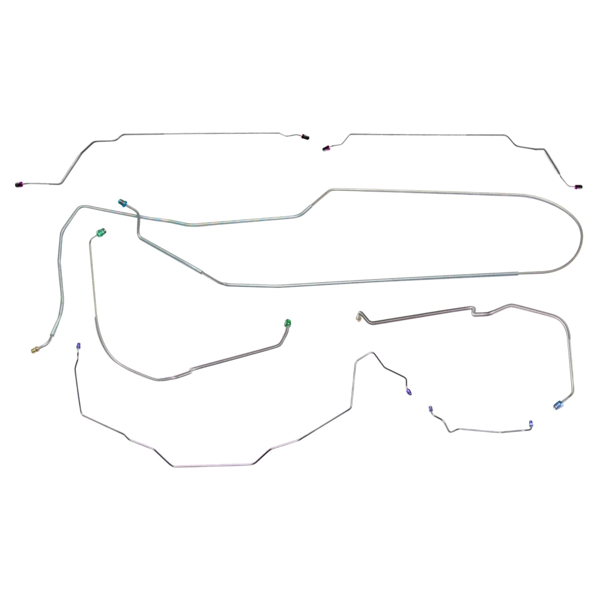 1971-72 Oldsmobile Cutlass 442 F85 Convertible Power Disc Complete Brake Line Kit 7pc, Stainless