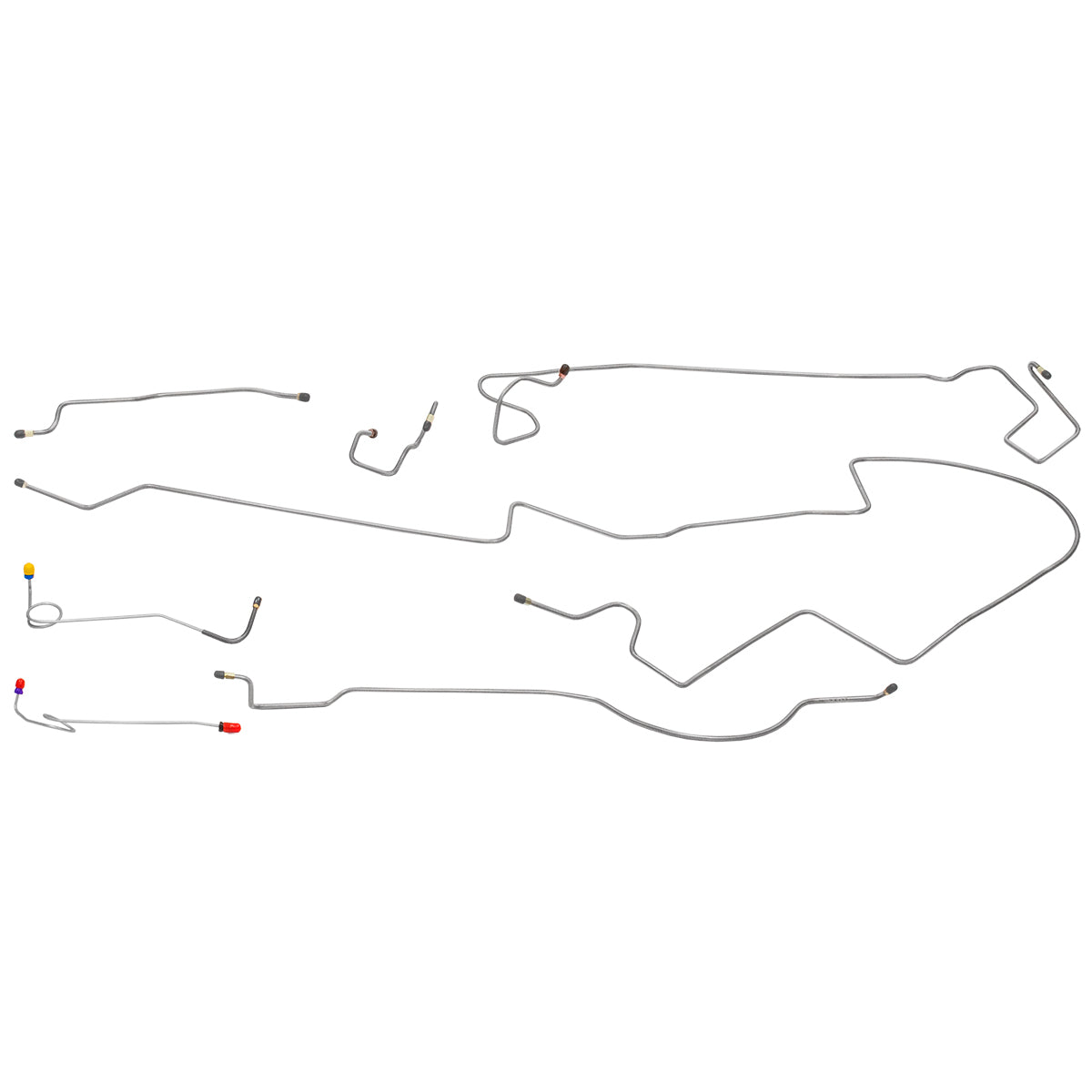 1974-76 Plymouth Duster Valiant Manual Disc Brake Line Kit 8-1/4 Axle, 7pc Stainless