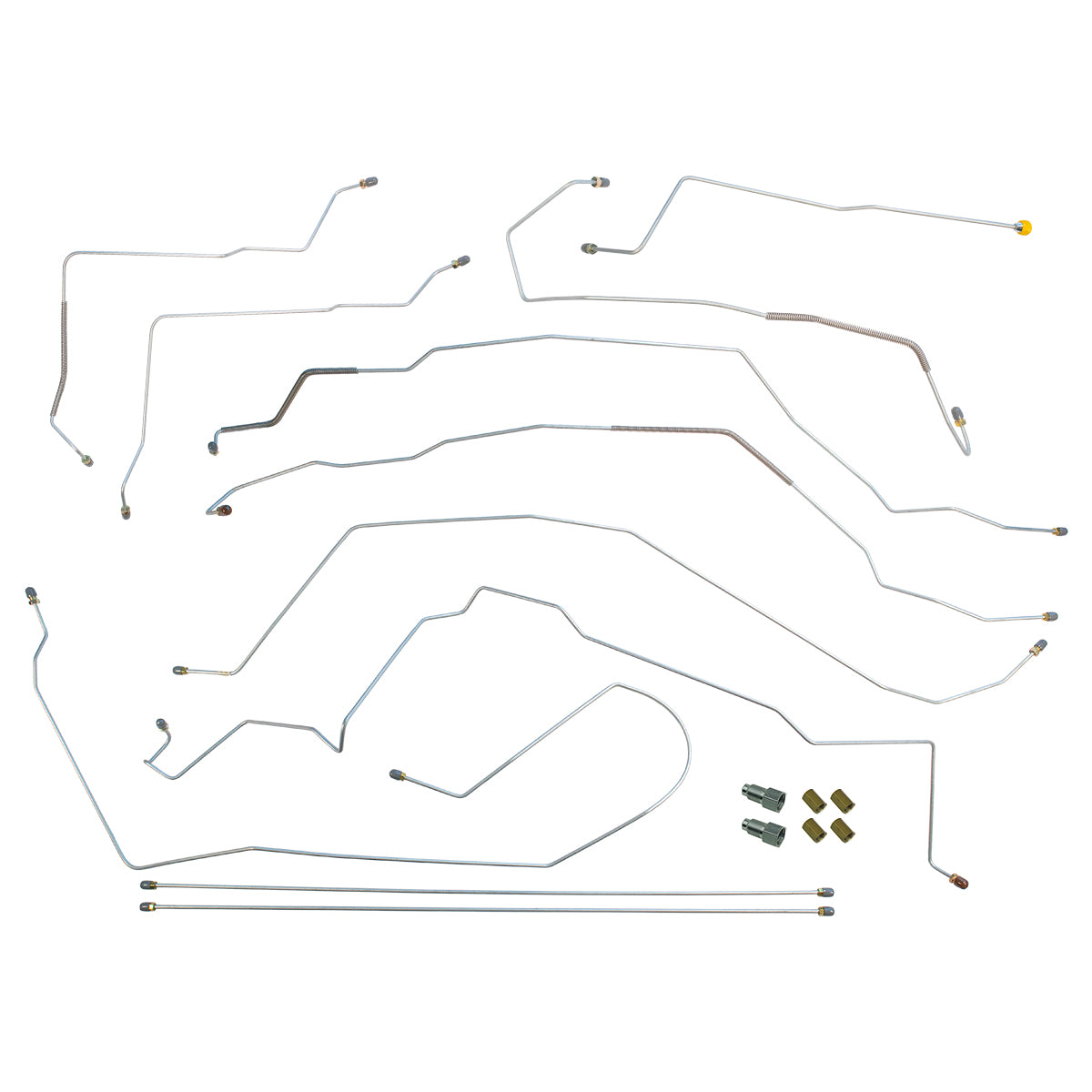 1999-05 Pontiac Grand Am SE Front Disc Rear Drum or Four-Wheel Disc, w/ABS (Side of ABS) Complete Brake Line Kit 7pc, Stainless