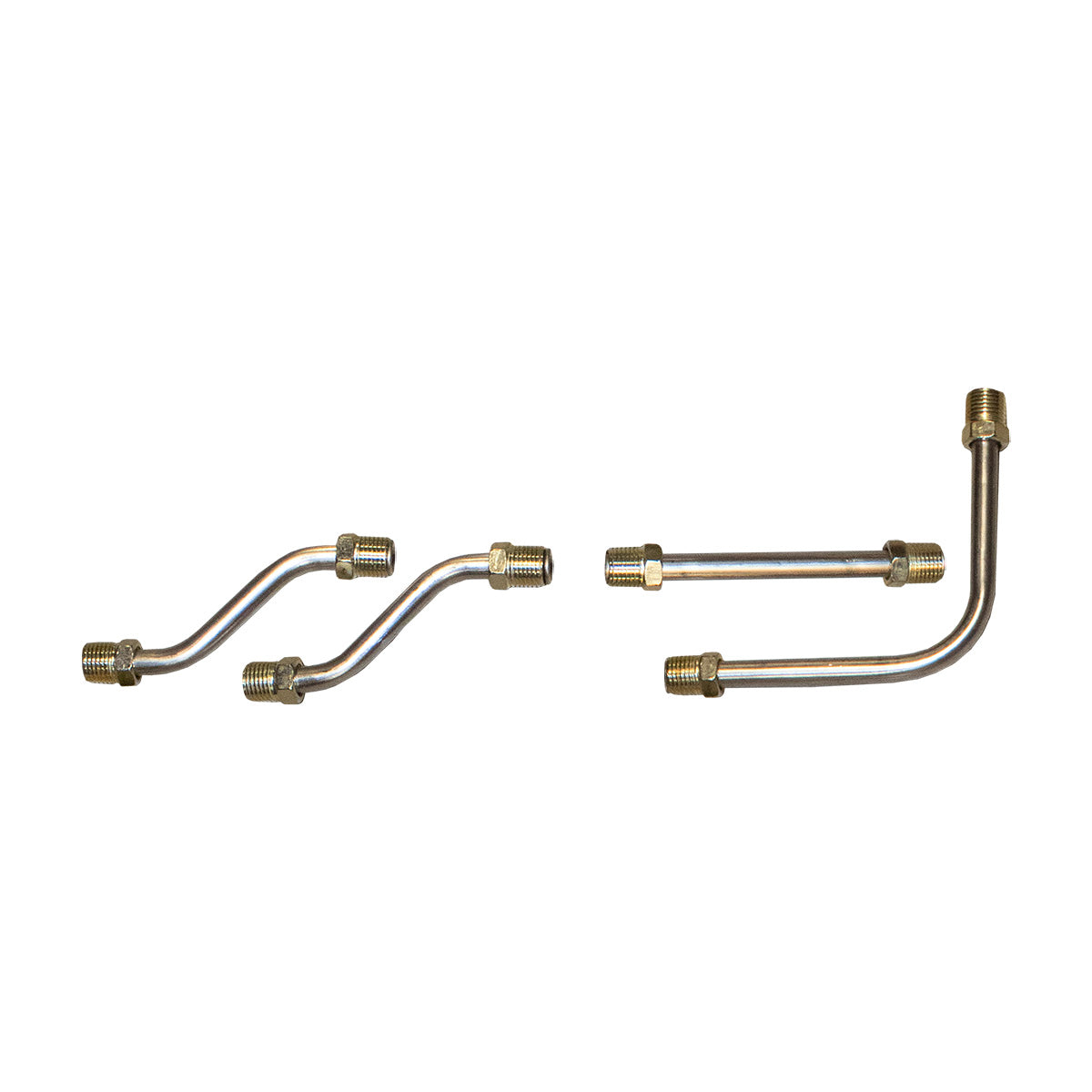 1967-71 Plymouth A-Body 340/440CID 3-2bbl "Six-Pack" Upper 5/16" Pump to Carb Lines 4pc (Brass Tees not Included), Stainless