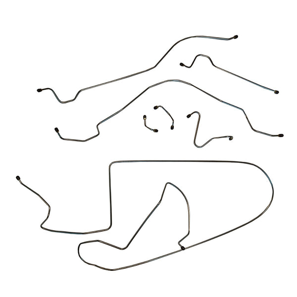 1963-64 Pontiac Bonneville (Front of Crossmember Routing) Power Drum Brake Line Kit 7pc Stainless