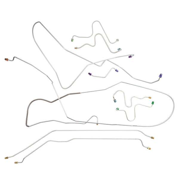 1967-68 Pontiac Catalina Manual Drum Brake Line Kit 7pc, Stainless