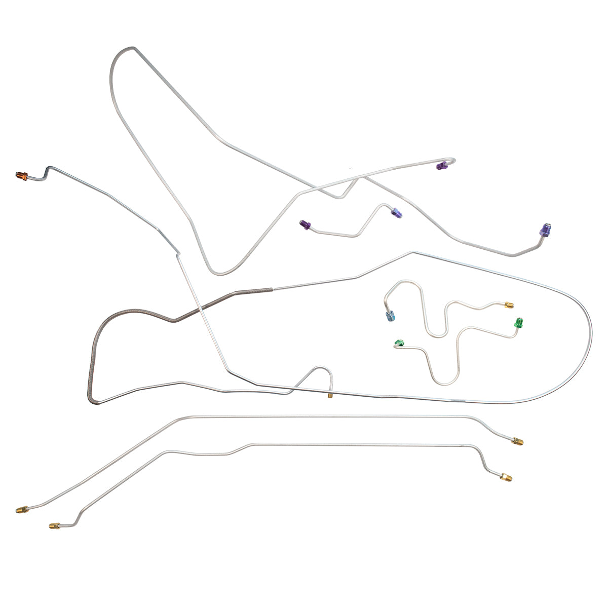1967-68 Pontiac Catalina Power Drum Brake Line Kit 7pc, Stainless