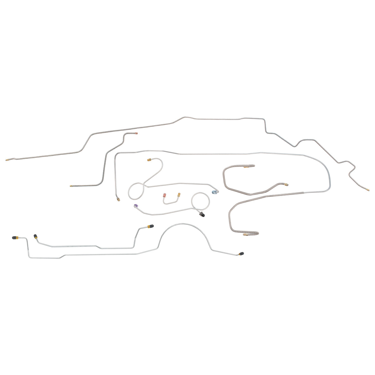 1970 Plymouth Cuda Complete Power Disc 9pc (Hemi Engine) Brake Line Kit (2pc Front to Rear) Stainless