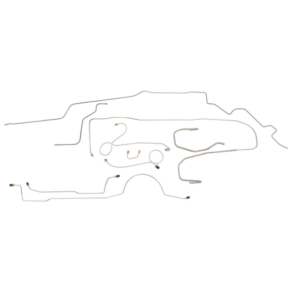 1970 Plymouth Cuda Complete Power Disc 9pc (Hemi Engine) Brake Line Kit (2pc Front to Rear) Stainless