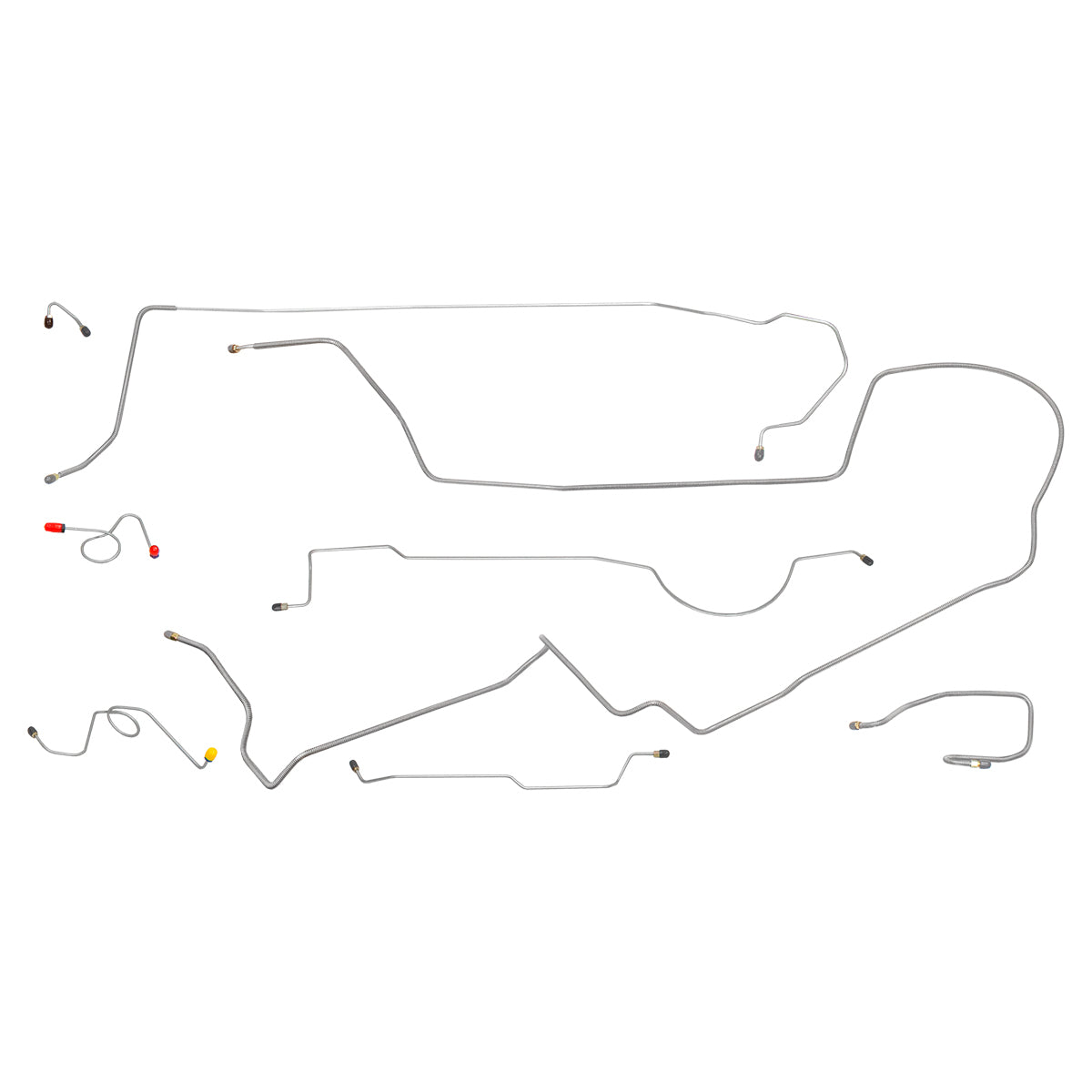 1971 Plymouth Cuda Complete Power Disc Brake Line Kit 8pc (1pc Front to Rear), Stainless