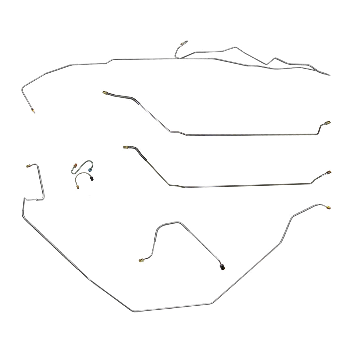 1967 Pontiac Firebird w/One-Piece F to R Manual Drum Brake Line Kit 7pc, Stainless