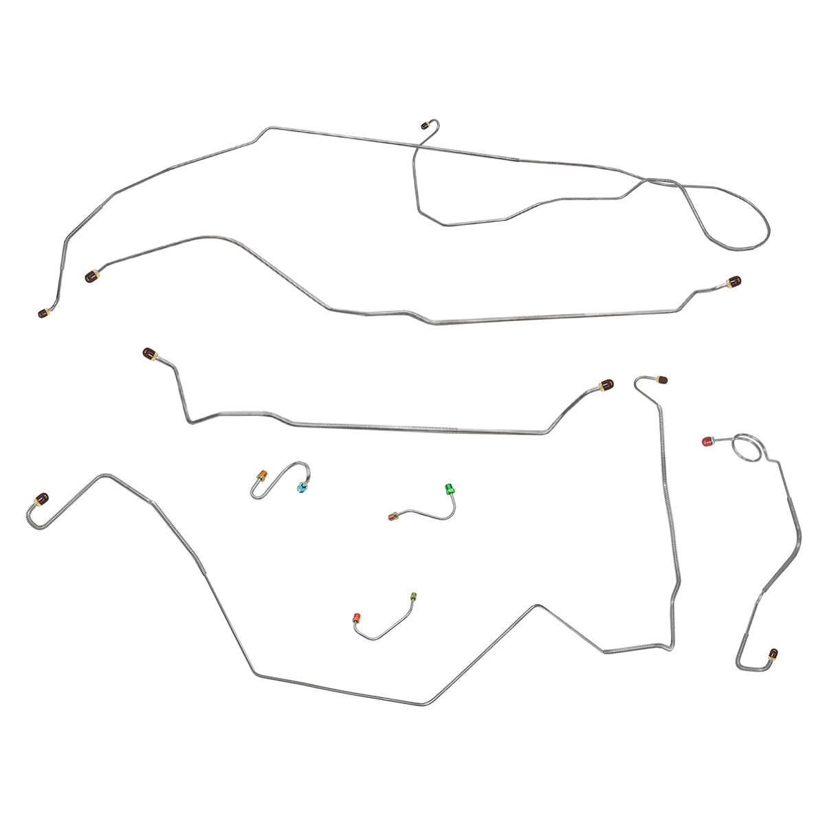 1967 Pontiac Firebird 1pc F to R Power Disc Brake Line Kit 7pc, Stainless
