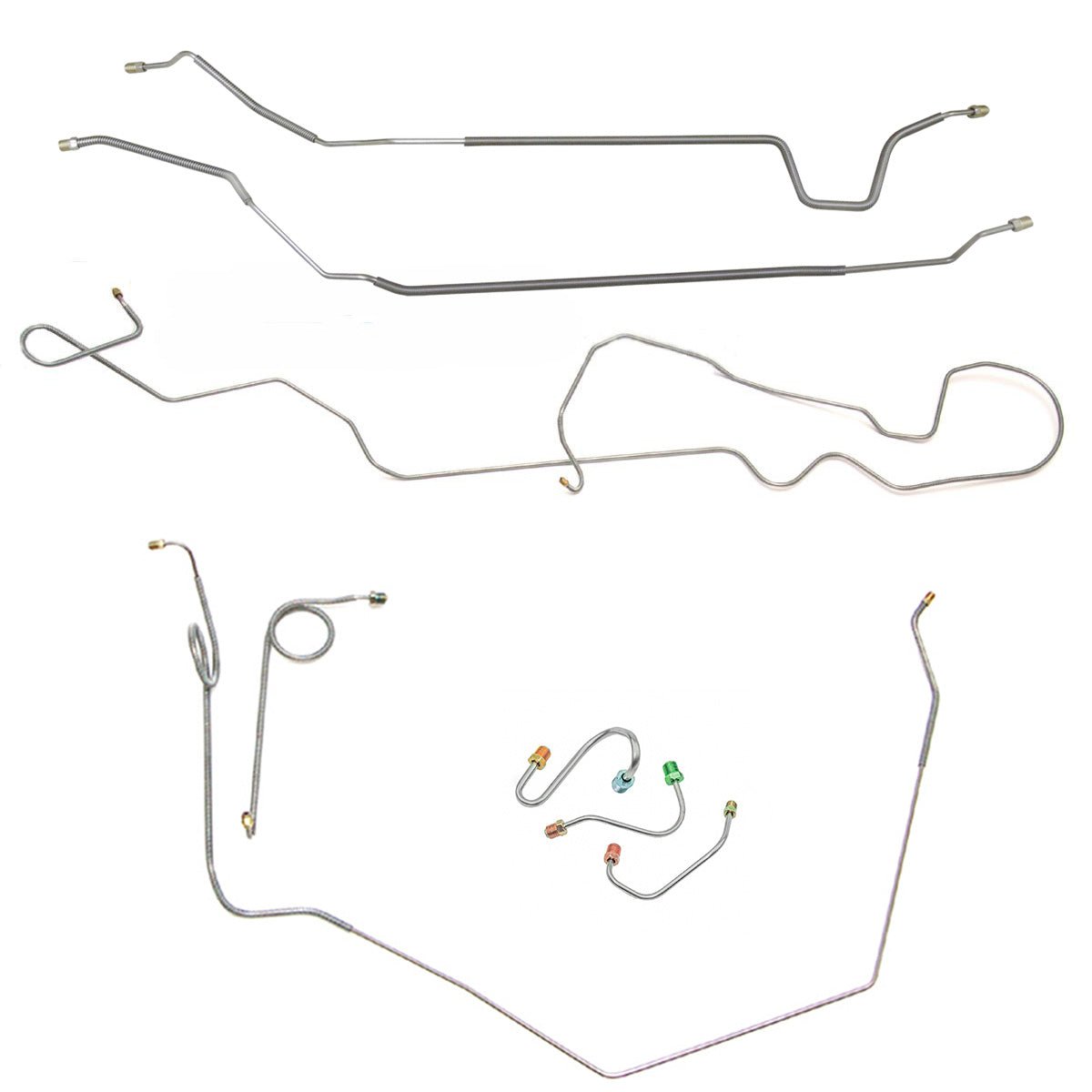 1969 Pontiac Firebird/TA w/One-Piece 1pc F to R Manual Disc Complete Brake Line Kit 8pc, Stainless