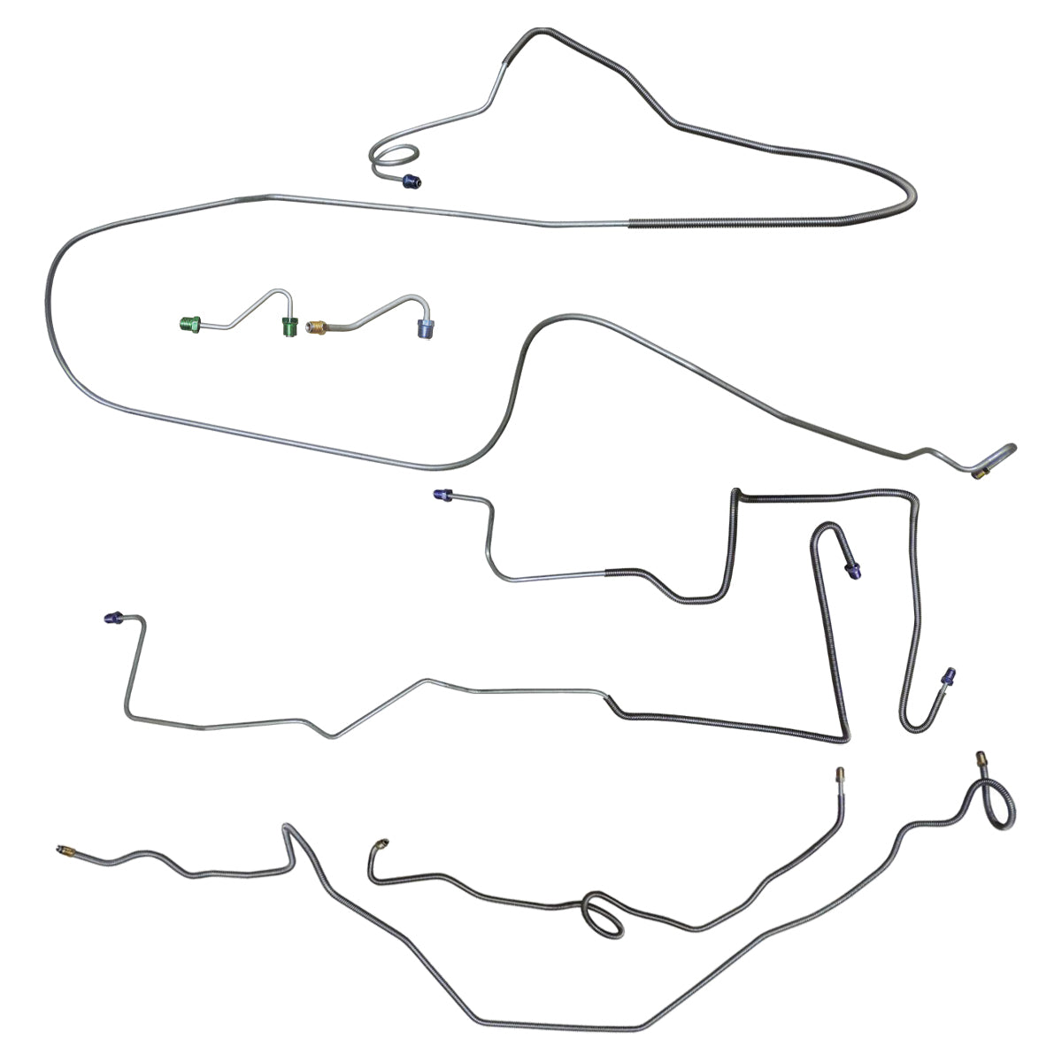 1982-83 Pontiac Firebird/TA 4 Wheel Disc Full Brake Line Kit 7pc, Standard Fittings, Stainless