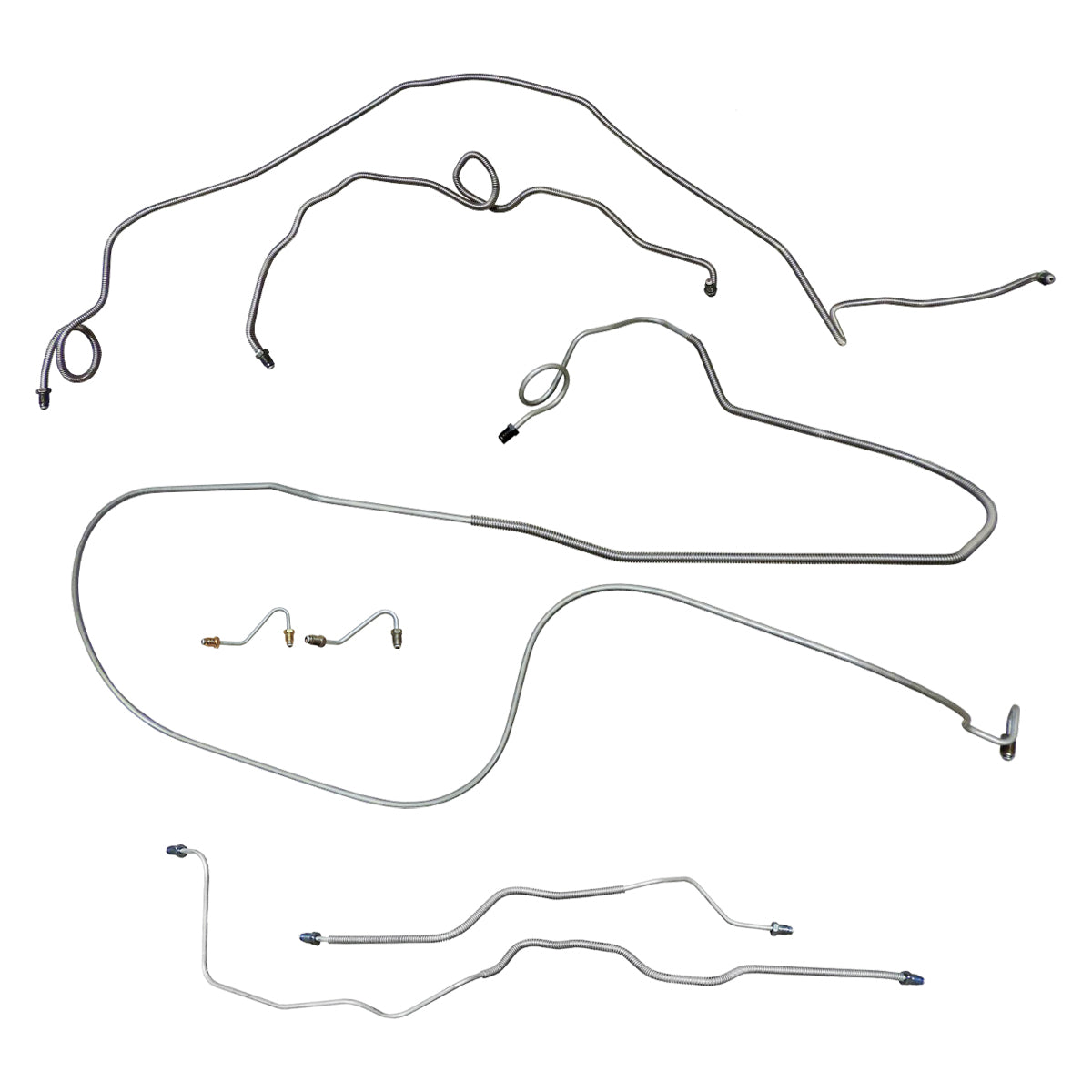 1989 Pontiac Firebird/TA w/Metric Fittings Four-Wheel Power Disc Complete Brake Line Kit 7pc, Stainless