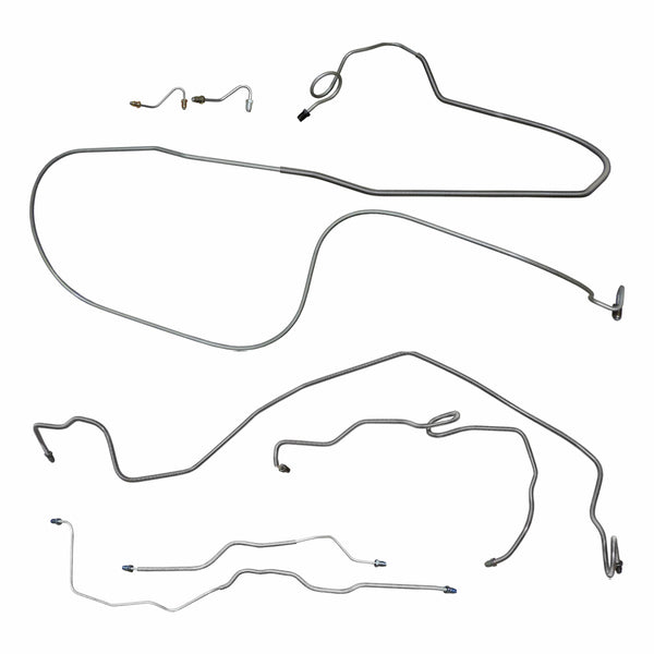 1990-92 Pontiac Firebird/TA w/Metric Fittings Four-Wheel Power Disc Brake Line Kit 7pc, Stainless