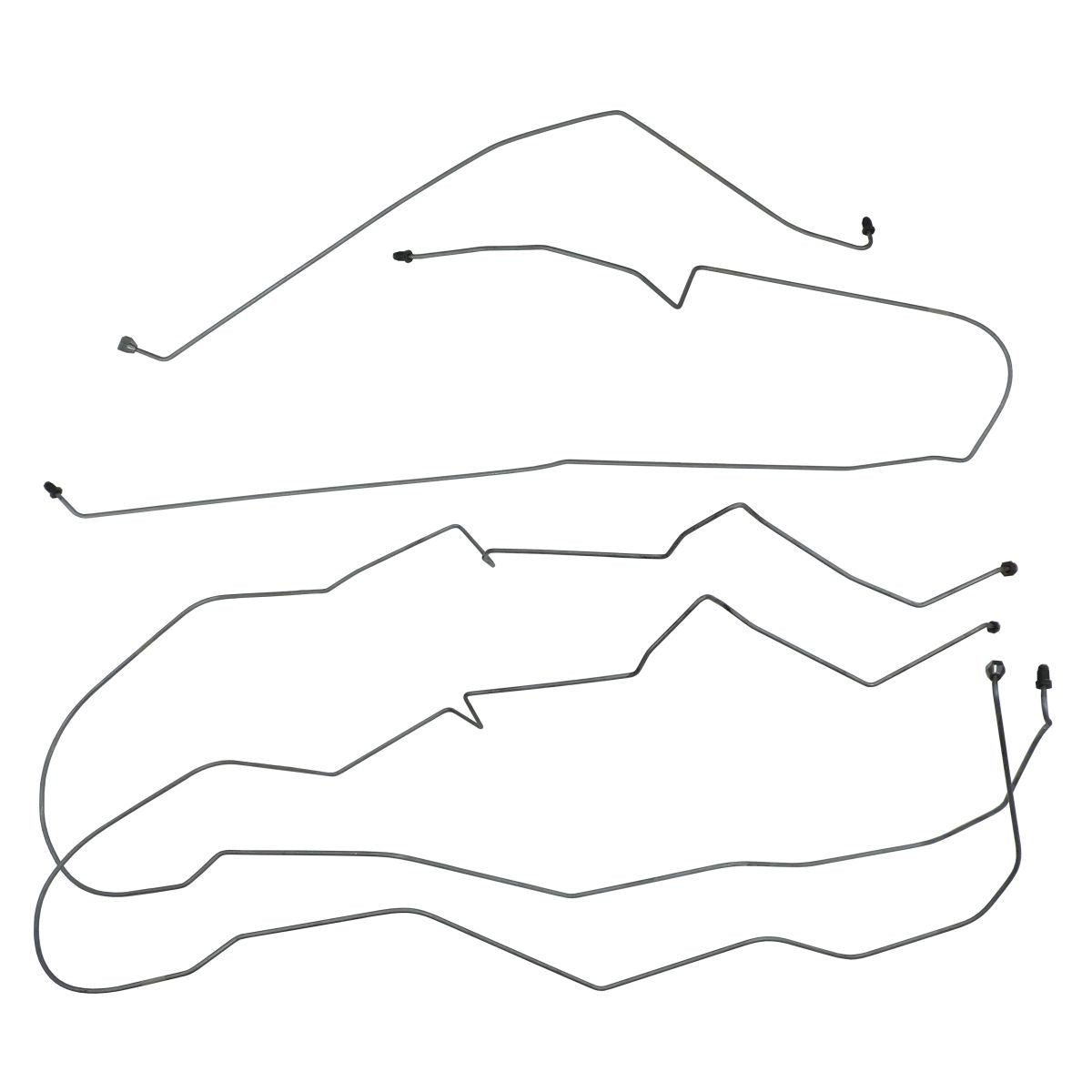 1988-1989 Pontiac Grand Prix 2 Door Coupe, 4 Wheel Power Disc Non-ABS, Mid Chassis Brake Line Kit, 4pc, Stainless