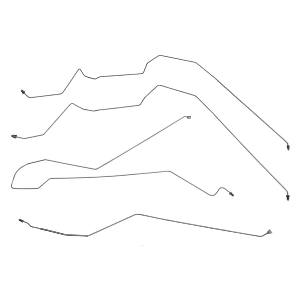 1990-96 Pontiac Grand Prix Four-Door Four-Wheel Disc w/o ABS Mid-Chassis Brake Line Kit 4pc, Stainless