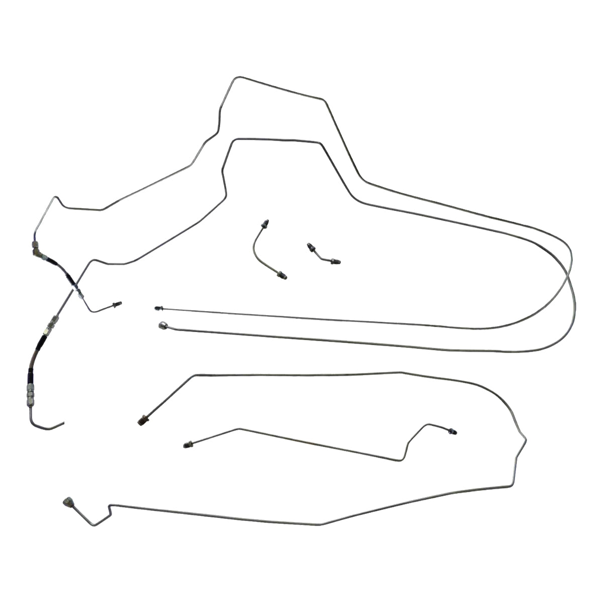 1997-03 Pontiac Grand Prix Four-Wheel Disc w/ABS Mid-Chassis Brake Line Kit (w/Flex) 6pc, Stainless