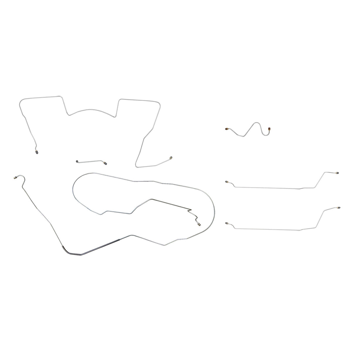 1964 Pontiac GTO Tempest LeMans Complete Manual Drum Brake Line Kit 6pc, V8, Conv, Front Port M/C (Common), Stainless