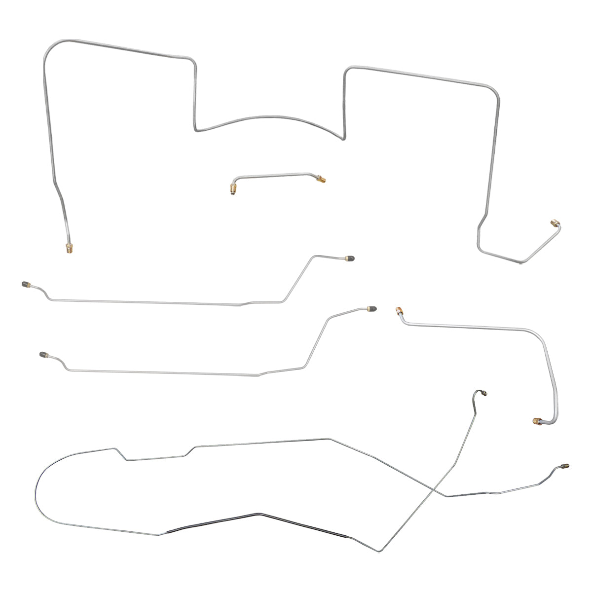 1964 Pontiac GTO/Tempest/LeMans Hardtop V8 w/Side-Port M/C Power Drum Complete Brake Line Kit 6pc, Stainless