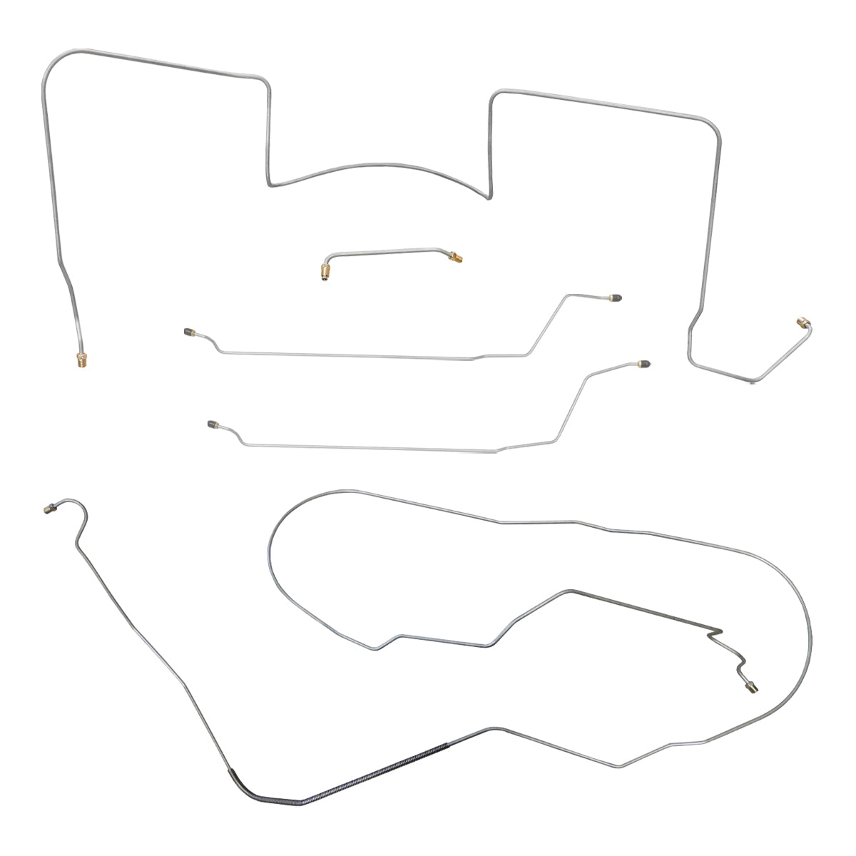1964 Pontiac GTO Tempesr LeMans Complete Manual Drum Brake Line Kit 6pc, V8, Conv, Side Port M/C (Less Common), Stainless