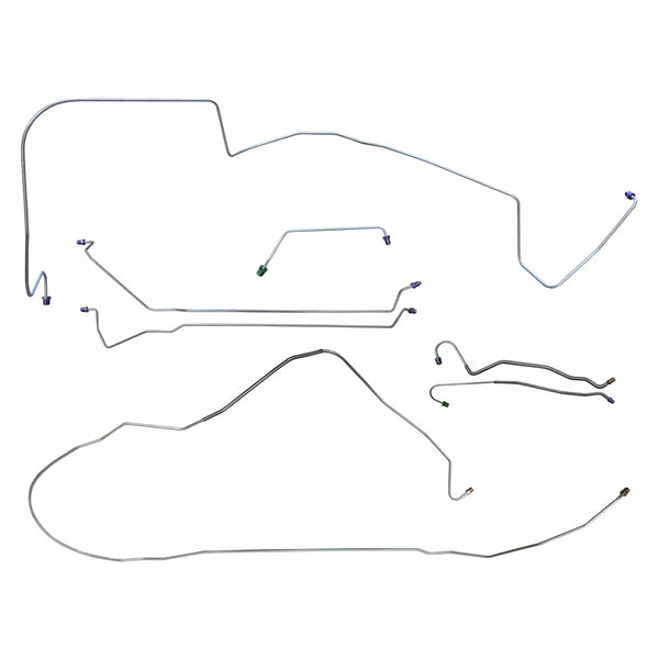 1967 Pontiac GTO LeMans Manual Drum Brake Line Kit 7pc, V8, Conv, Automatic Trans, Stainless