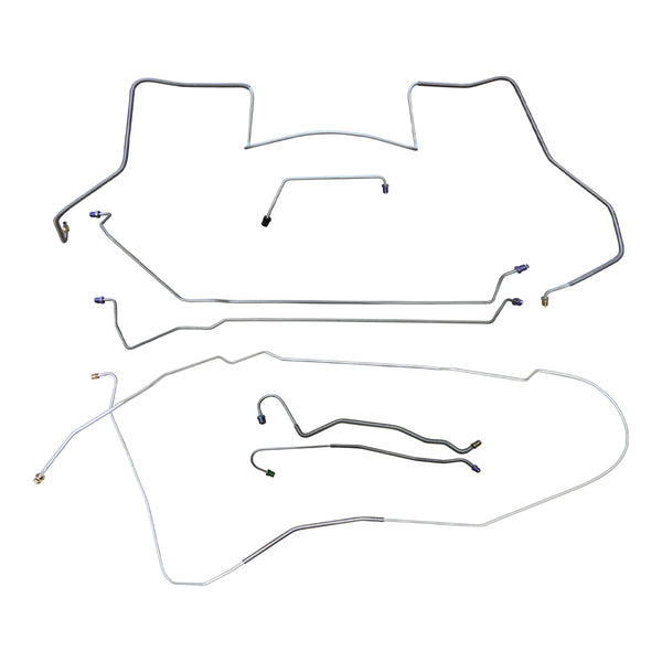 1967 Pontiac GTO Tempest LeMans Complete Manual Drum Brake Line Kit 7pc, V8, HDT, H.O. Ram Air Exhaust, Stainless