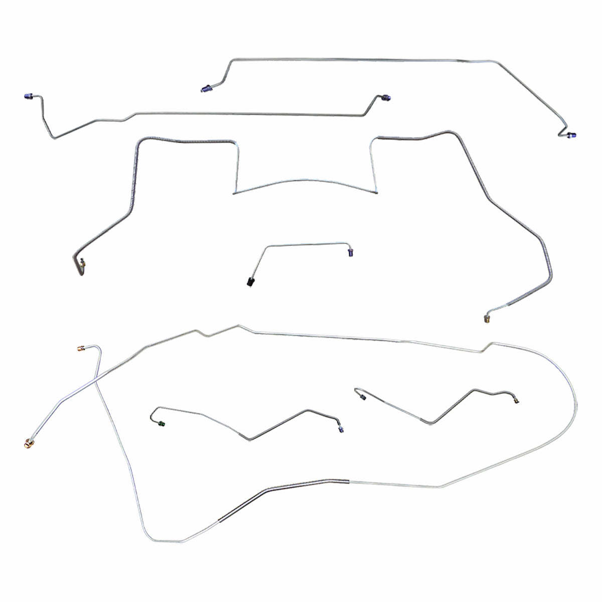 1967 Pontiac GTO Tempest LeMans Complete Power Drum Brake Line Kit 7pc, V8, HDT, H.O. Ram Air Exhaust, Stainless