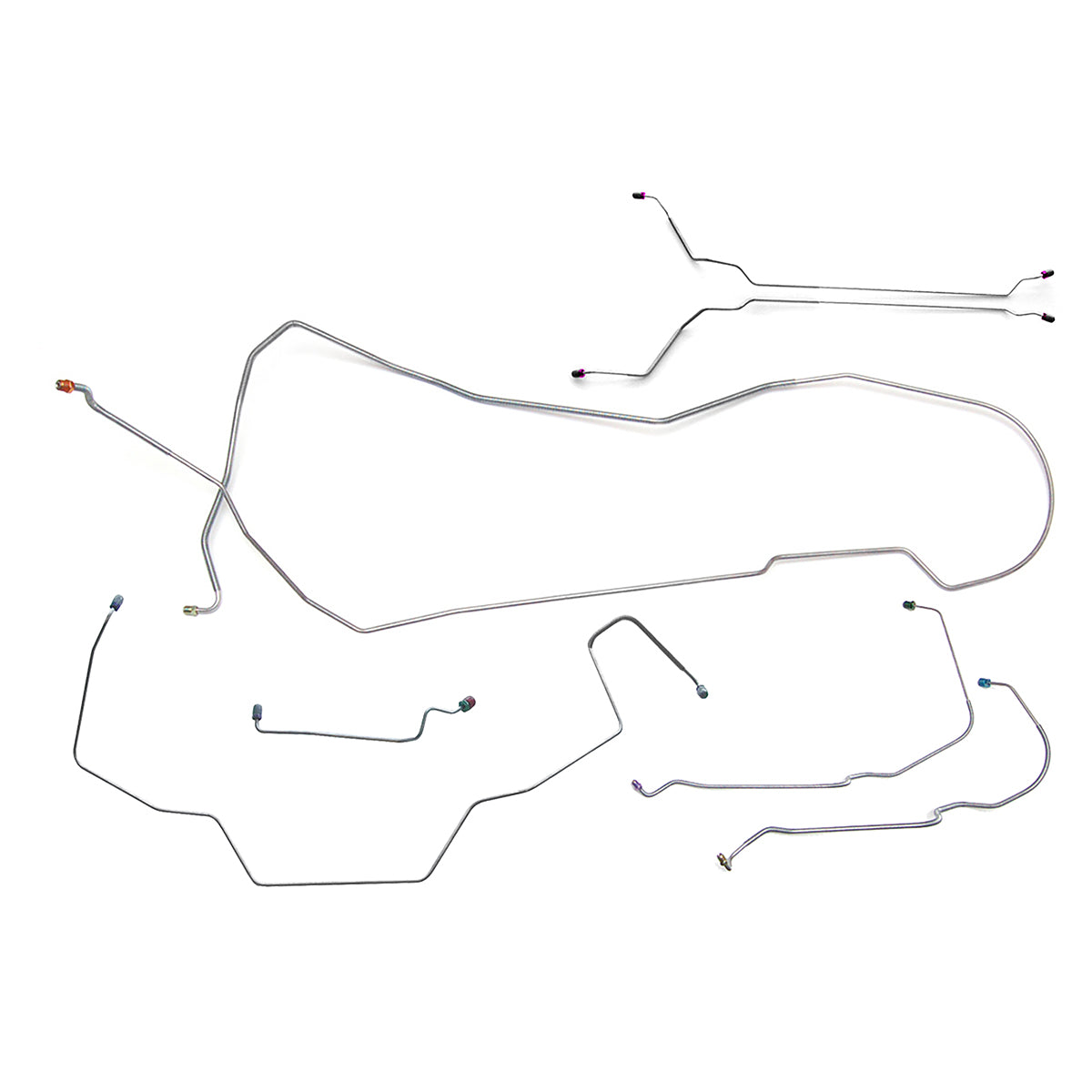 1968 Pontiac GTO/Tempest/LeMans Hardtop Power Drum Brake Line Kit w/Wheel Lines 9pc, Stainless