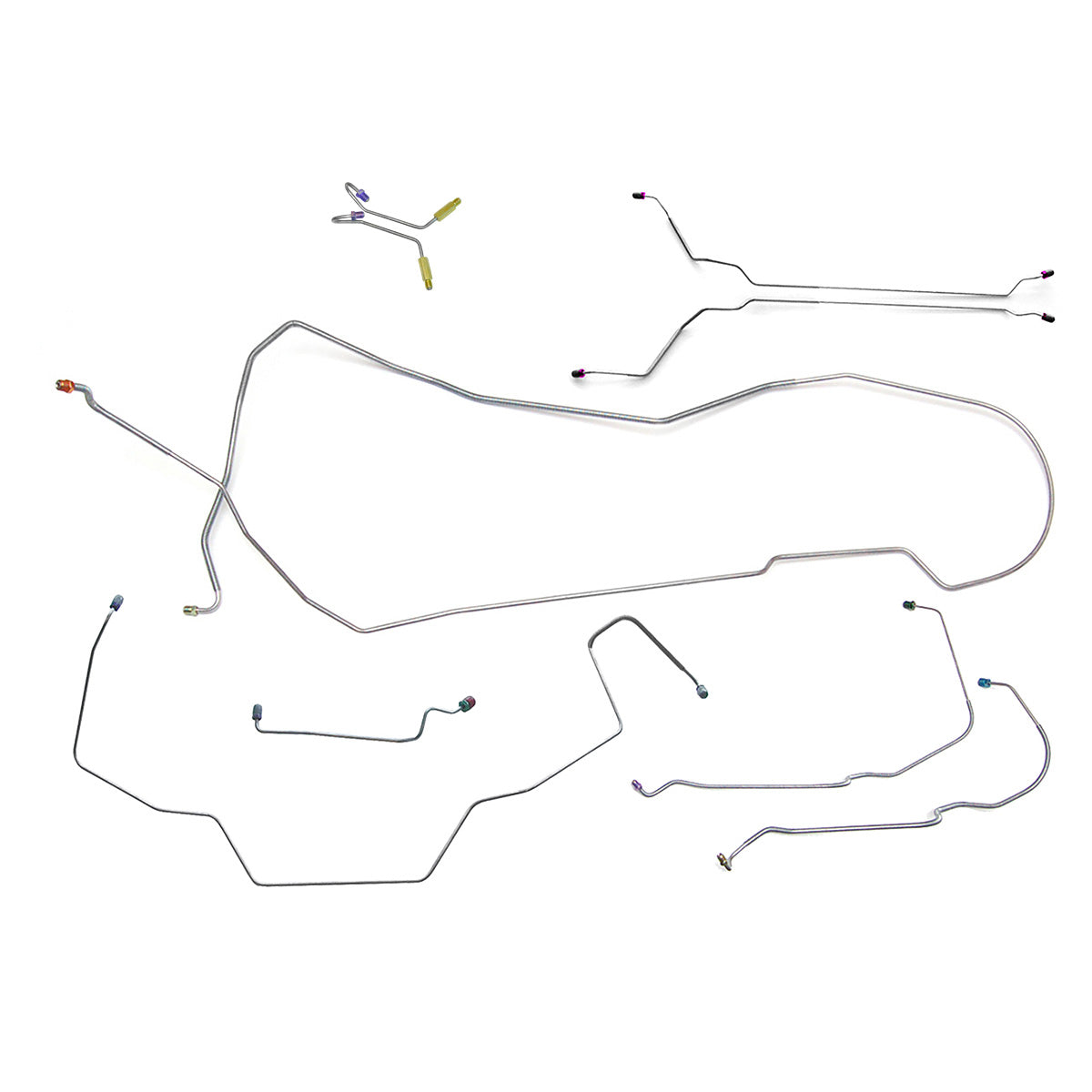 1968 Pontiac GTO/Tempest/LeMans Hardtop Power Drum Brake Line Kit w/Wheel Lines 9pc, Stainless