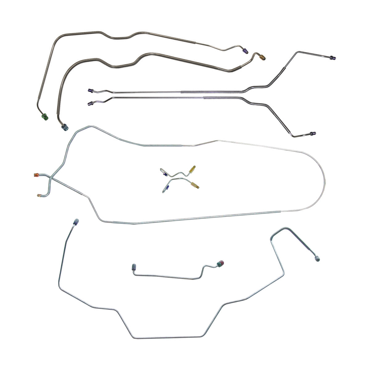 1968 Pontiac GTO/Tempest/LeMans Convertible Power Drum Brake Line Kit w/Wheel Lines 9pc, Stainless