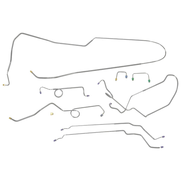 1968 Pontiac GTO Tempest LeMans Convertible Valve At Master Power Disc Conversion Complete Brake Line Kit 8pc, Stainless