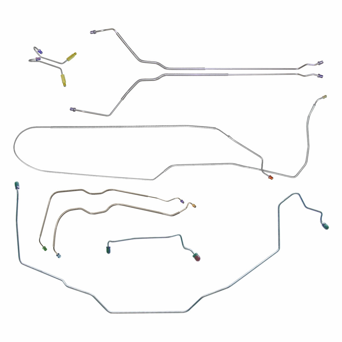 1969 Pontiac GTO/Tempest/LeMans Power Drum Full Brake Line Kit 7pc, Convertible, Stainless