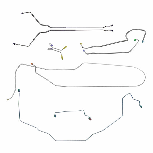 1969 Pontiac GTO/Tempest/LeMans Convertible Manual Drum Brake Line Kit w/Wheel Lines 9pc, Stainless