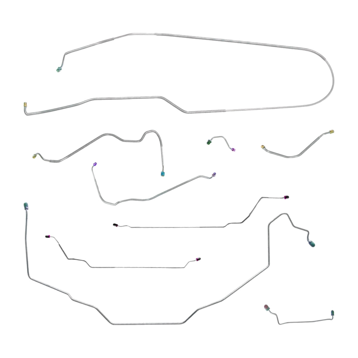 1970 Pontiac GTO Tempest LeMans Convertible Power Disc Brake Line Kit 9pc Stainless