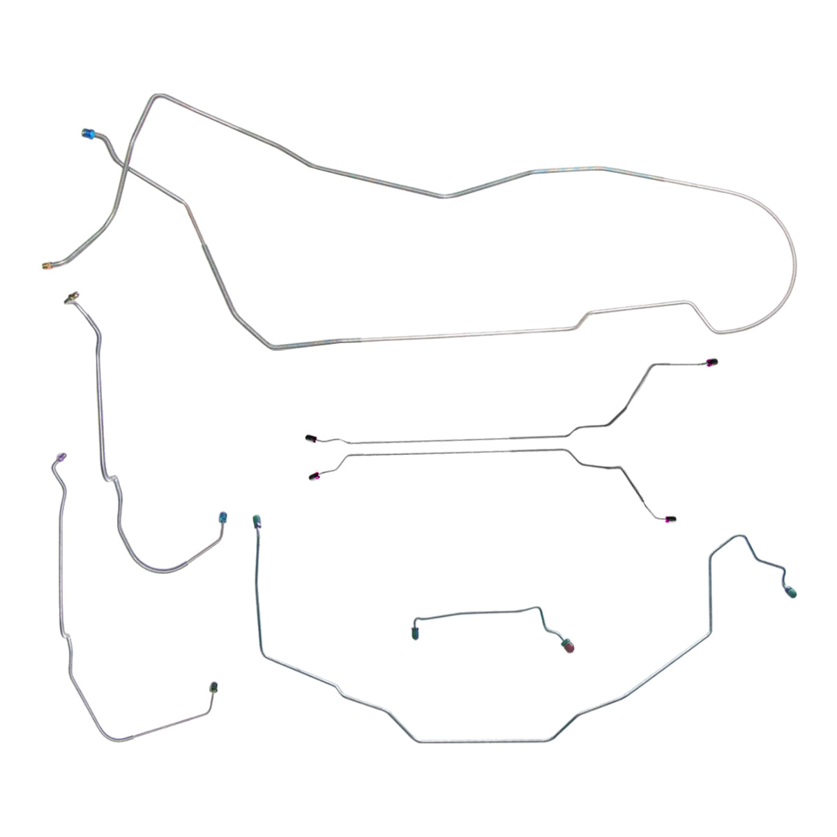 1971-72 Pontiac GTO LeMans Hardtop Power Drum Complete Brake Line Kit 7pc, Stainless