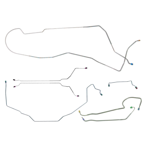 1971-72 Pontiac GTO LeMans Hardtop Manual Drum Complete Brake Line Kit 7pc, Stainless