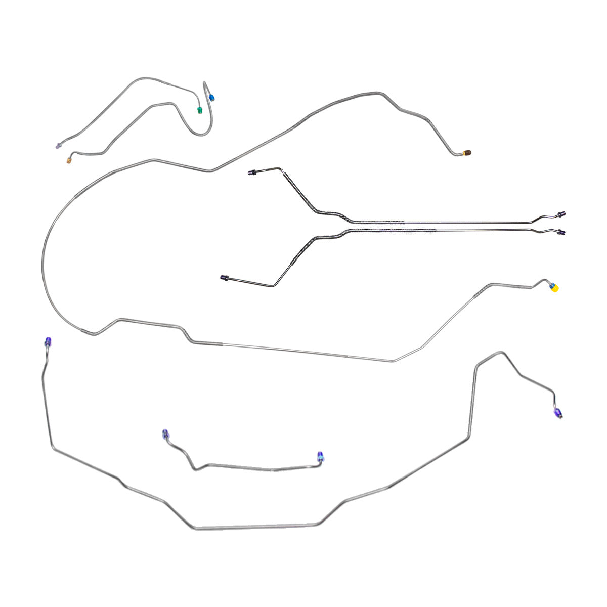 1971-72 Pontiac GTO LeMans Hardtop Manual Disc Complete Brake Line Kit 7pc, Stainless