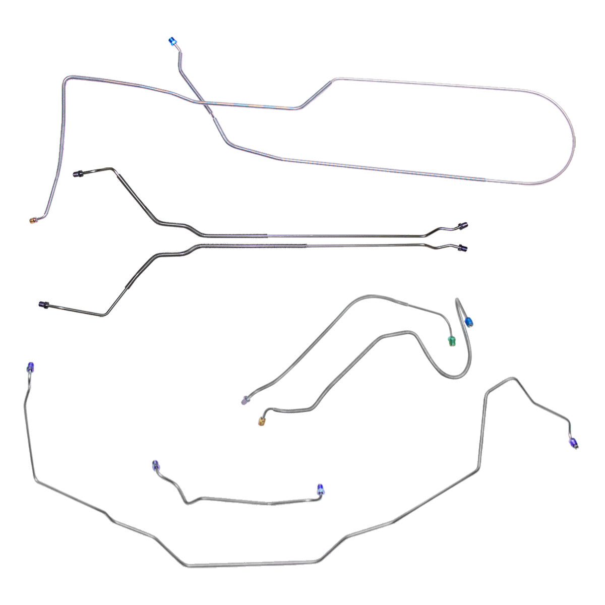 1971-72 Pontiac GTO LeMans Convertible Manual Disc Complete Brake Line Kit 7pc, Stainless