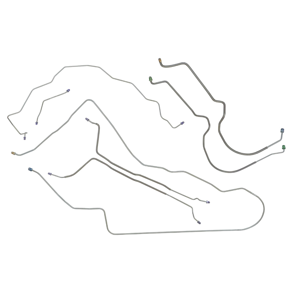 1973 Pontiac GTO 1973-75 LeMans Power Disc Complete Brake Line Kit 7pc, Stainless