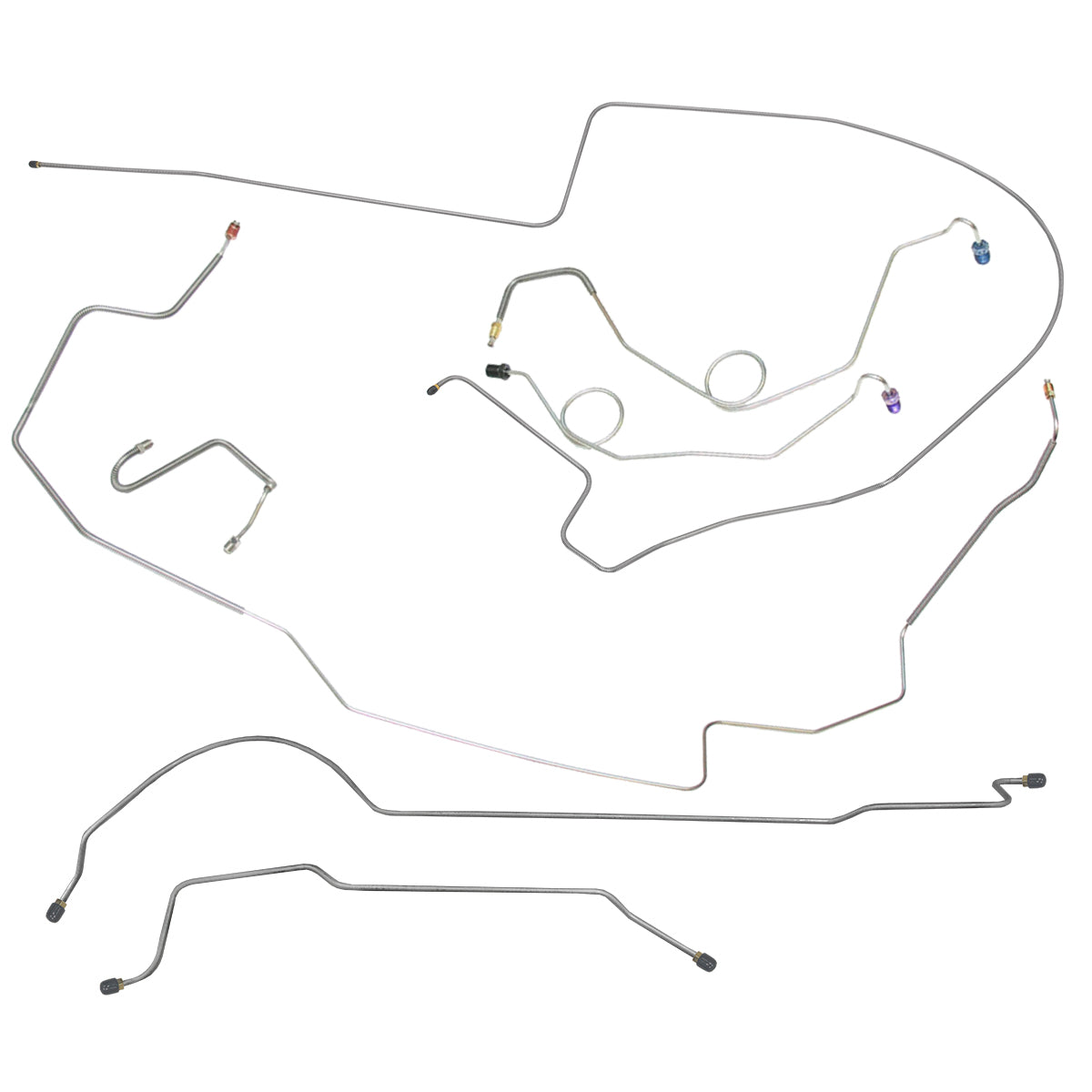 1967 Plymouth Belvedere/GTX/Satellite Manual Disc Brake Line Kit 7pc, 8 3/4   Rear - Hump in Middle of Line  Stainless