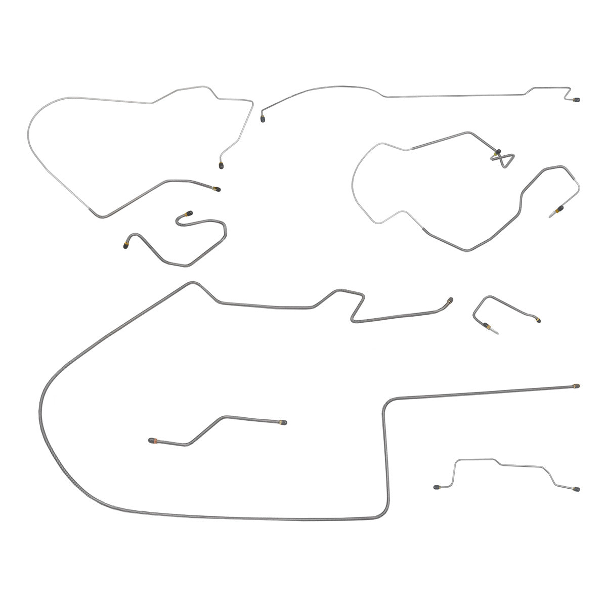 1970 Plymouth Belvedere Satellite Roadrunner w/Left-Port M/C, 1pc F to R, Dana Axle Manual Disc Complete Brake Line Kit 9pc Stainless