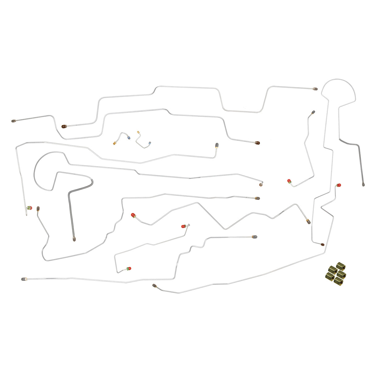 2001-05 Pontiac Aztek, '02-07 Buick Rendevous, FWD or AWD, Rear Drum or Disc, Four-Wheel or Non-ABS, Complete Brake Line Kit 13pc, Stainless
