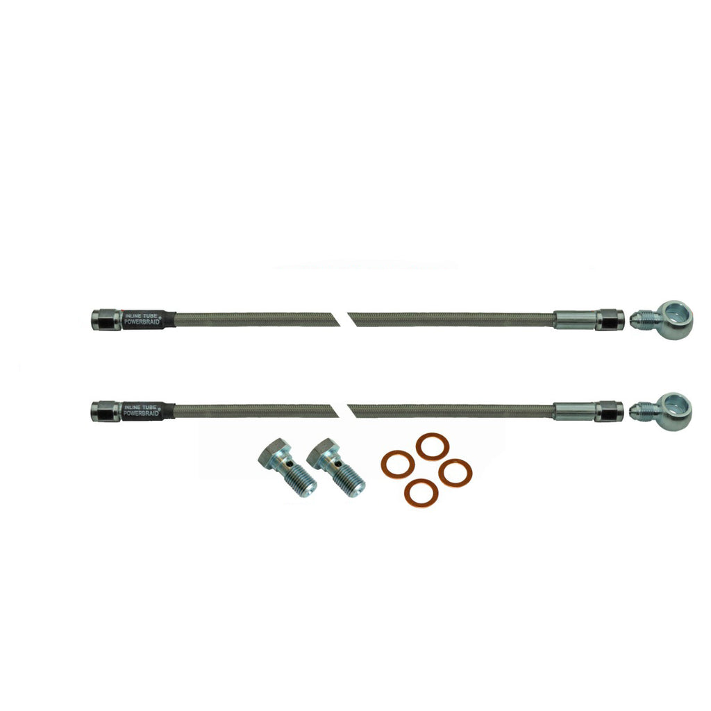 18" Stainless Braided Flex Hose -3an Female to 10mm X 1.5 Banjo And Bolts