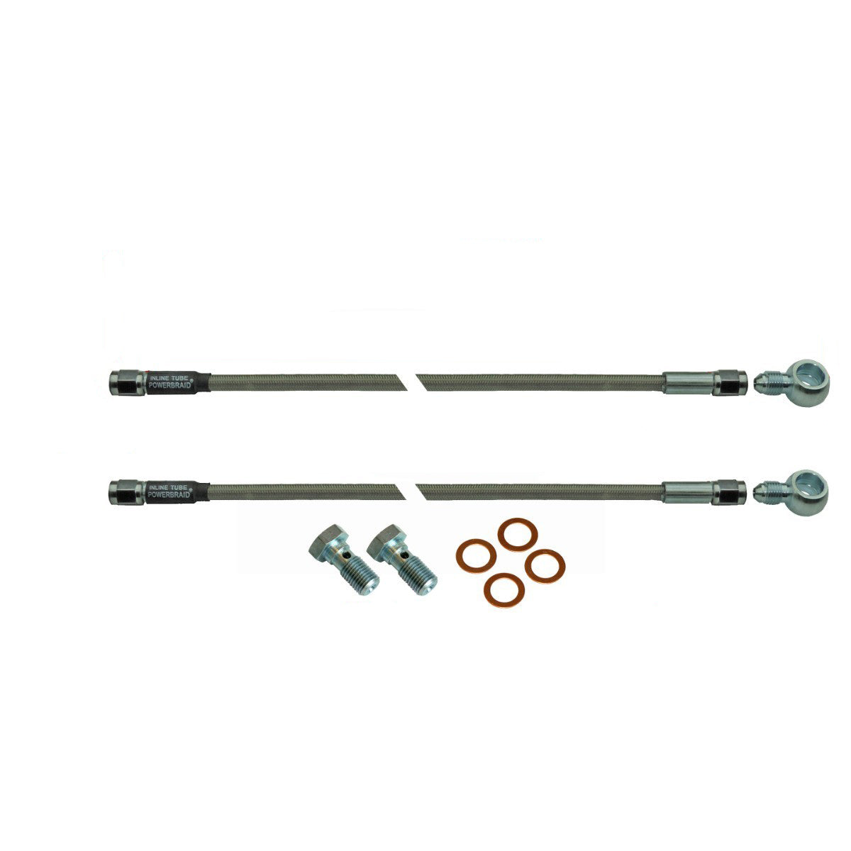 Pair Of Stainless Steel Flex Hose 12" 3an Female to 7/16-20" Banjo And Bolts