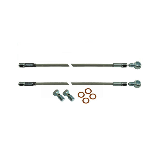 Pair Of Stainless Steel Flex Hose 12" 3an Female to 7/16-20" Banjo And Bolts