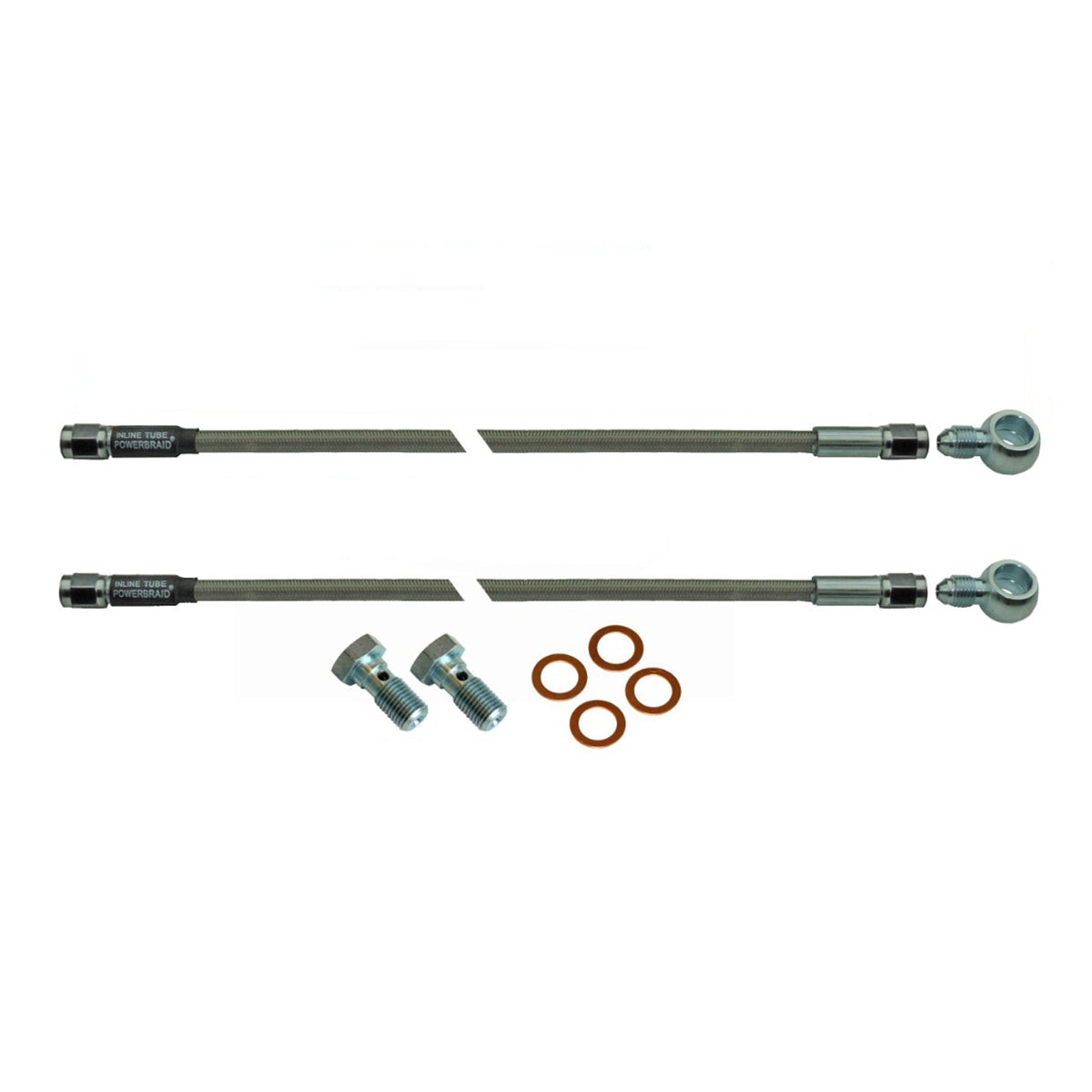 Pair Of Stainless Steel Flex Hose 15" 3an Female to 7/16-20" Banjo And Bolts