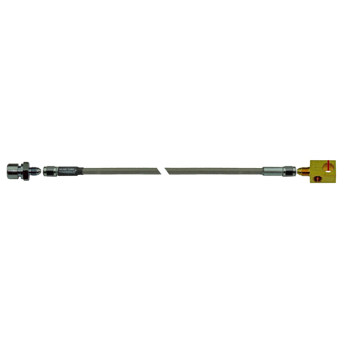 Rear Stainless Steel Flex Hose 20" 3/8"-24 Female to 3/8-24" Tee