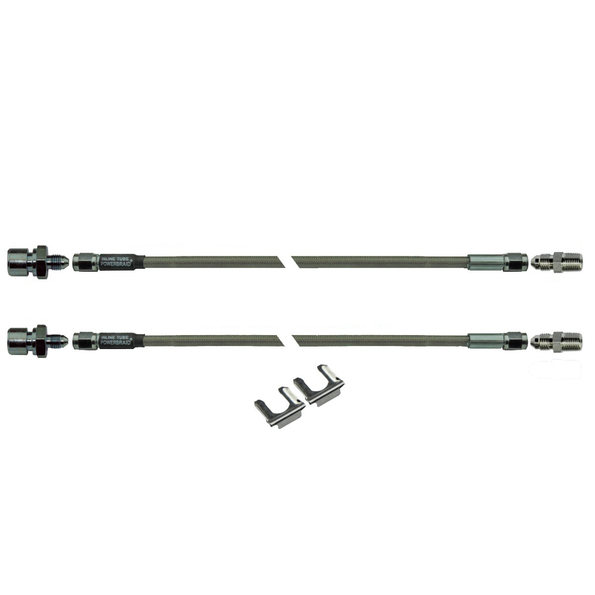 Pair Of Stainless Steel Flex Hose 18" 3/8"-24 Female 1/8" Pipe Male